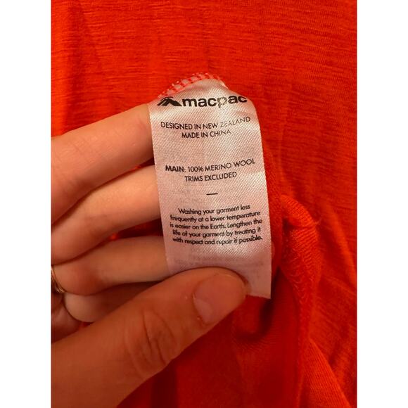 Macpac Men's Lyell 180 Merino Long Sleeve T-Shirt Orange Size Large - Picture 5 of 5